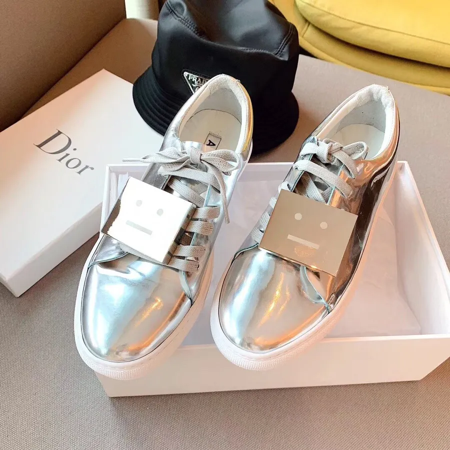 Acne Studios Adriana Turnup Sneakers Calfskin Leather Spring/Summer 2019 Collection, Silver