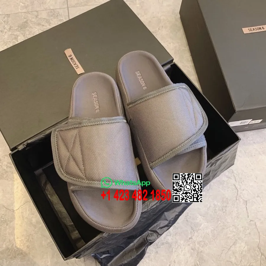 کلکسیون دمپایی نایلونی نایلونی لایه‌دار Yeezy Velcro بهار/تابستان 2020، خاکستری