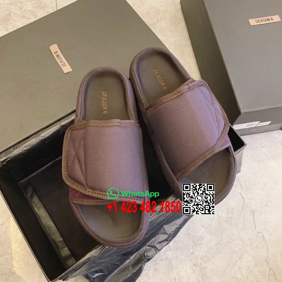 Yeezy Chaussons Rembourrés En Nylon Velcro Collection Printemps/été 2020, Bordeaux