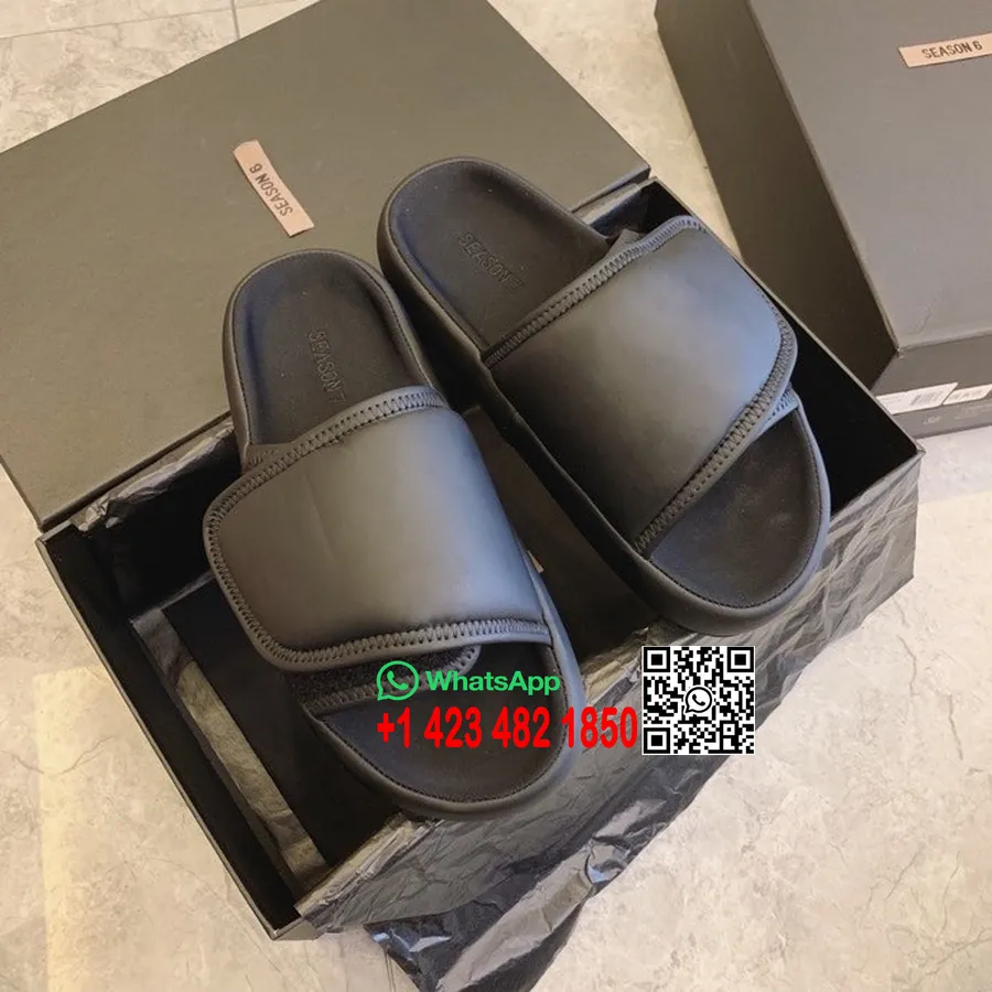 Yeezy Chaussons Rembourrés En Nylon Velcro Collection Printemps/été 2020, Noir