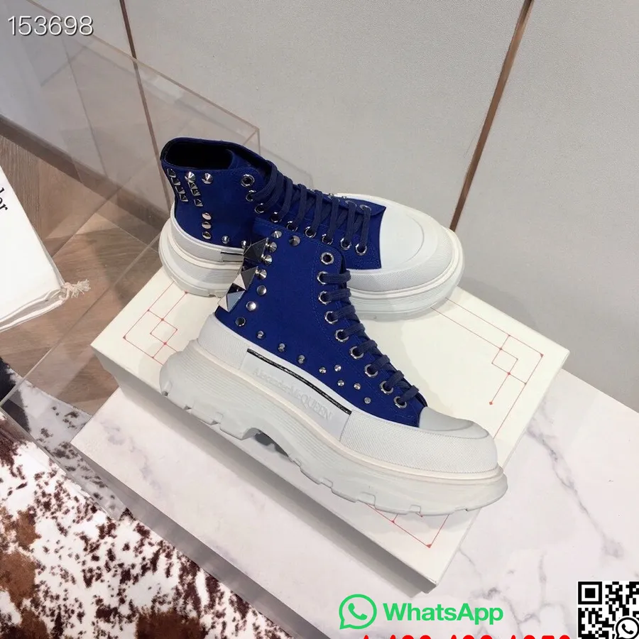 Alexander Mcqueen Tênis Tread Slick Hi-top Coleção Outono/inverno 2020, Azul/branco