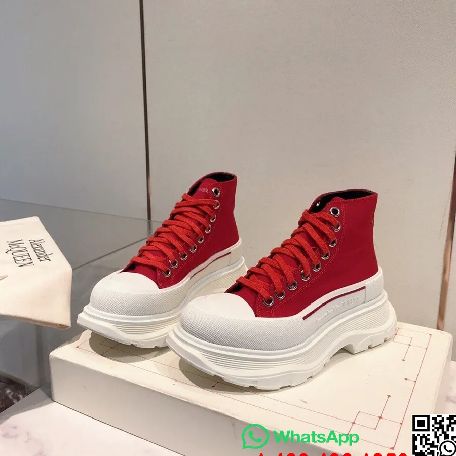 Alexander Mcqueen Tênis Tread Slick Hi-top Coleção Outono/inverno 2020, Vermelho/branco