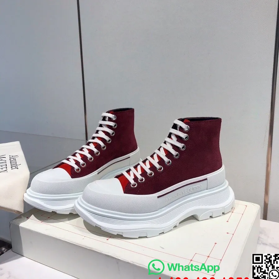 Alexander Mcqueen Tênis Tread Slick Hi-top Coleção Outono/inverno 2020, Bordô/vermelho