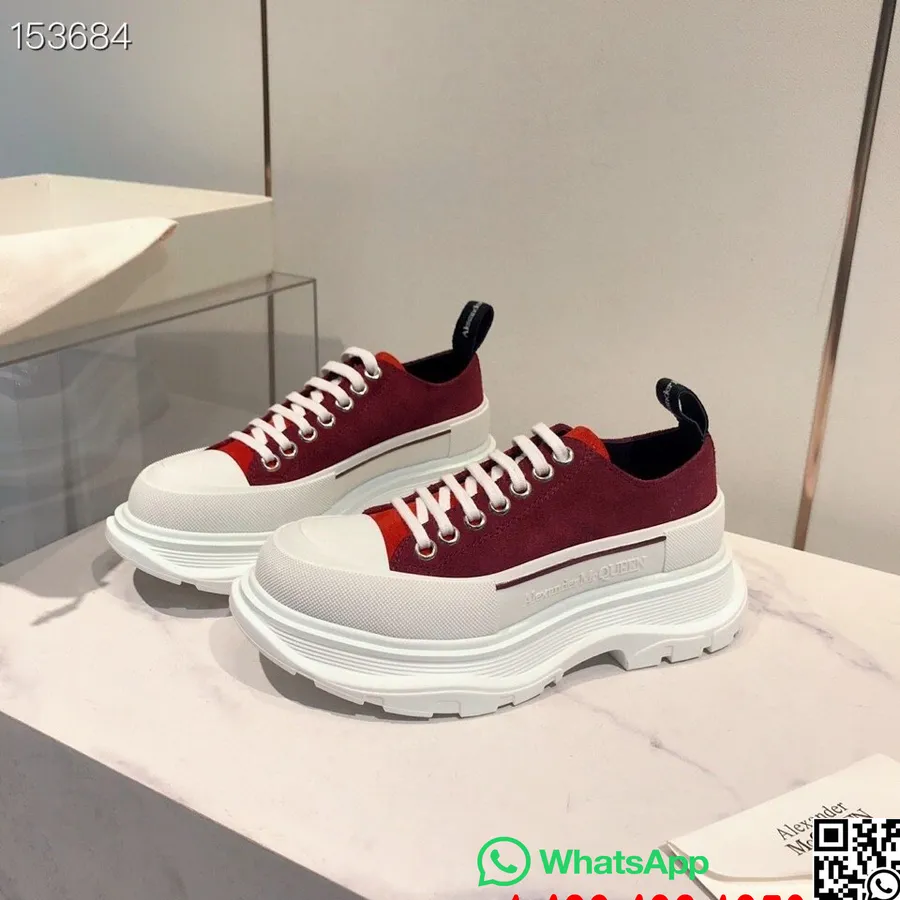 Alexander Mcqueen Tred Slick Lage Sneakers Herfst/wintercollectie 2020, Bordeauxrood/rood