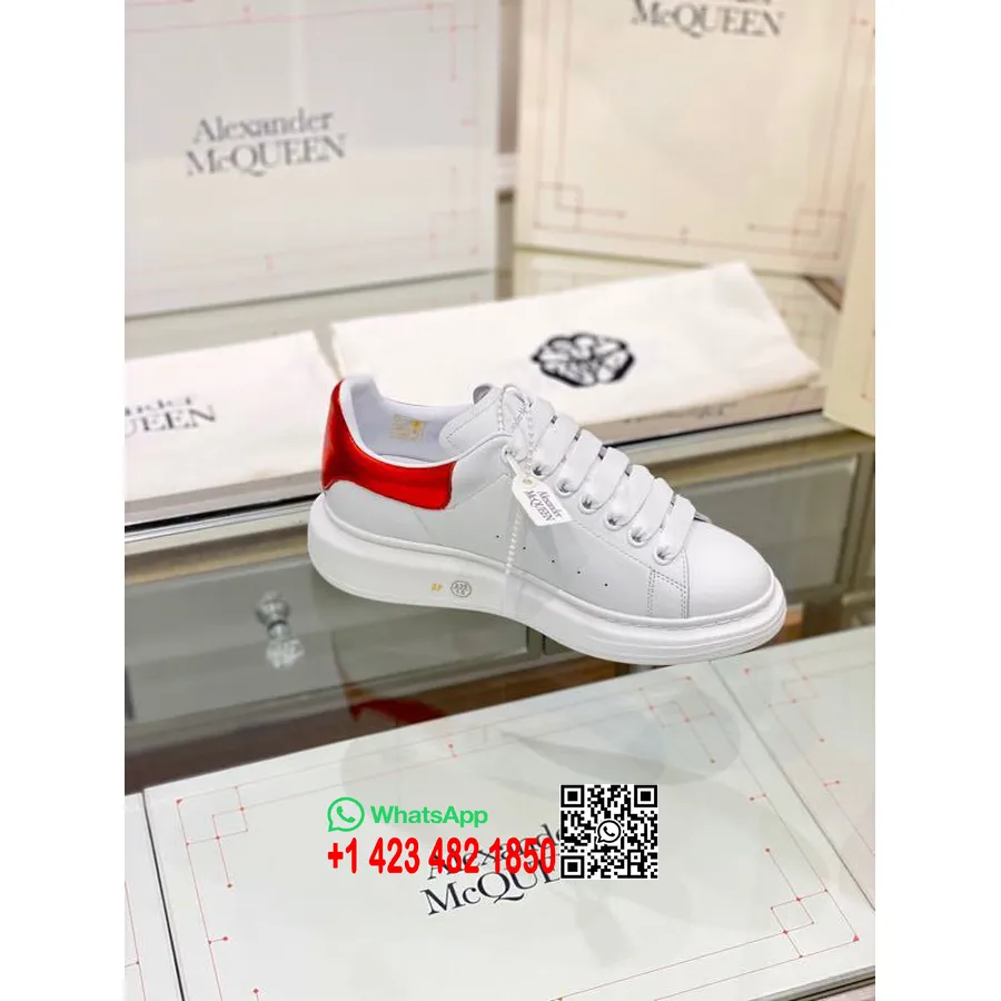 Alexander Mcqueen Oversized Platform Snörning Creeper Sneakers Vår/sommar 2020 Kollektion, Metallic Röd