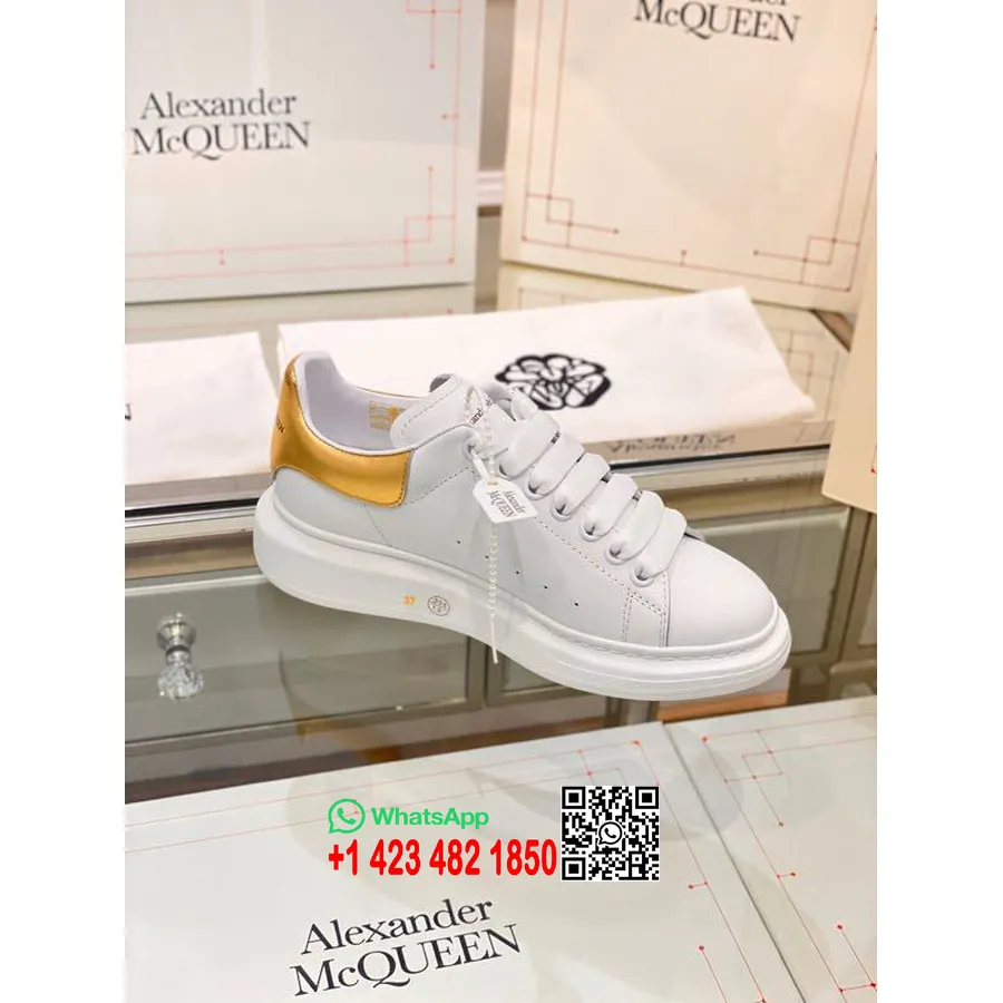 Alexander Mcqueen Oversized Plattform Med Snörning Creeper Sneakers Vår/sommar 2020 Kollektion, Metallic Guld