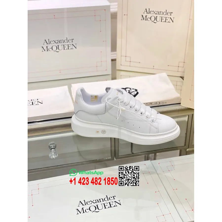 Alexander Mcqueen Oversized Plattform Med Snörning Creeper Sneakers Vår/sommar 2020 Kollektion, Vit