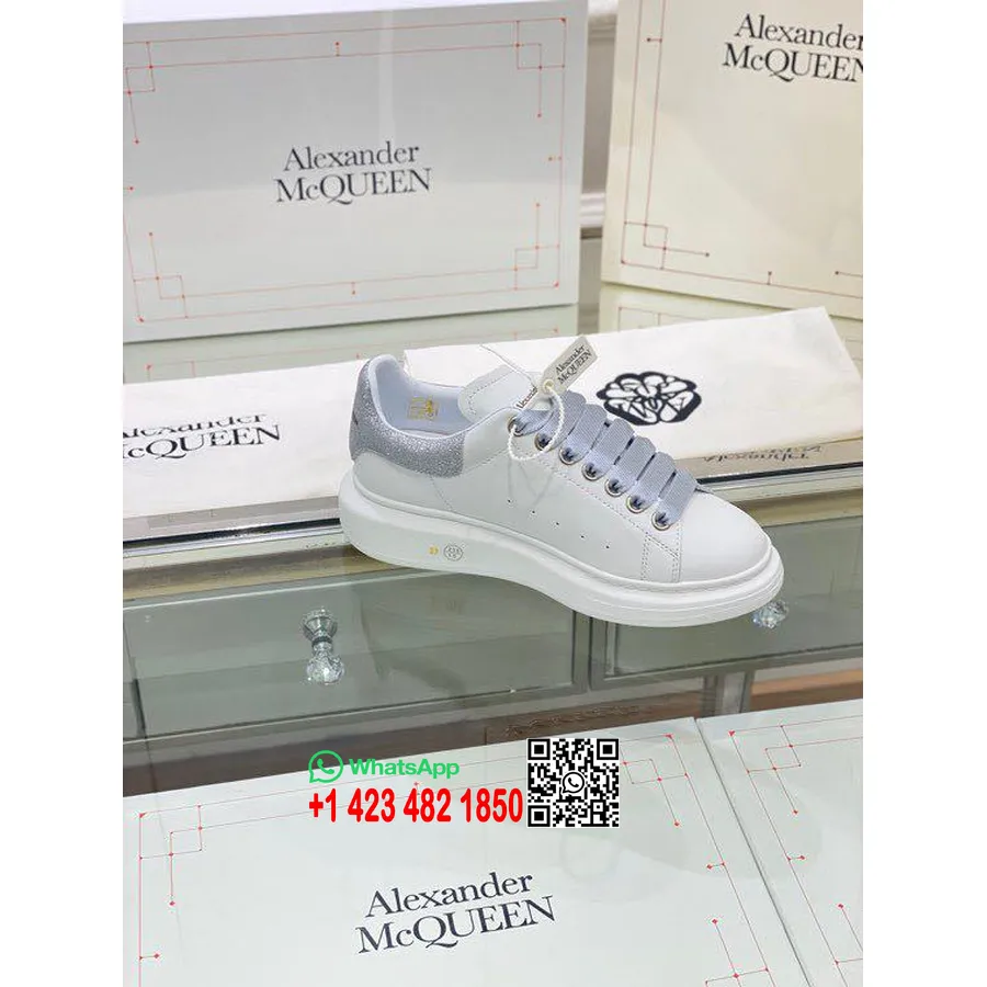 Alexander Mcqueen υπερμεγέθη πλατφόρμα με κορδόνια Creeper Sneakers συλλογή άνοιξη/καλοκαίρι 2020, γκρι γκλίτερ