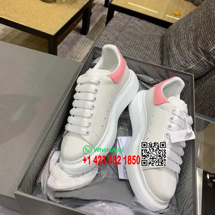 Alexander Mcqueen Büyük Beden Parıltılı şeritli Platform Creeper Spor Ayakkabı İlkbahar/Yaz 2019 Koleksiyonu, Açık Pembe/beyaz