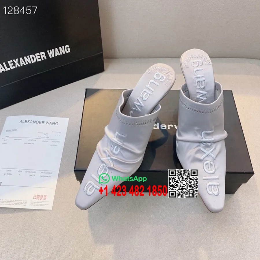 Alexander Wang Mules De Cetim 100mm Couro De Bezerro Coleção Outono/inverno 2020, Cinza