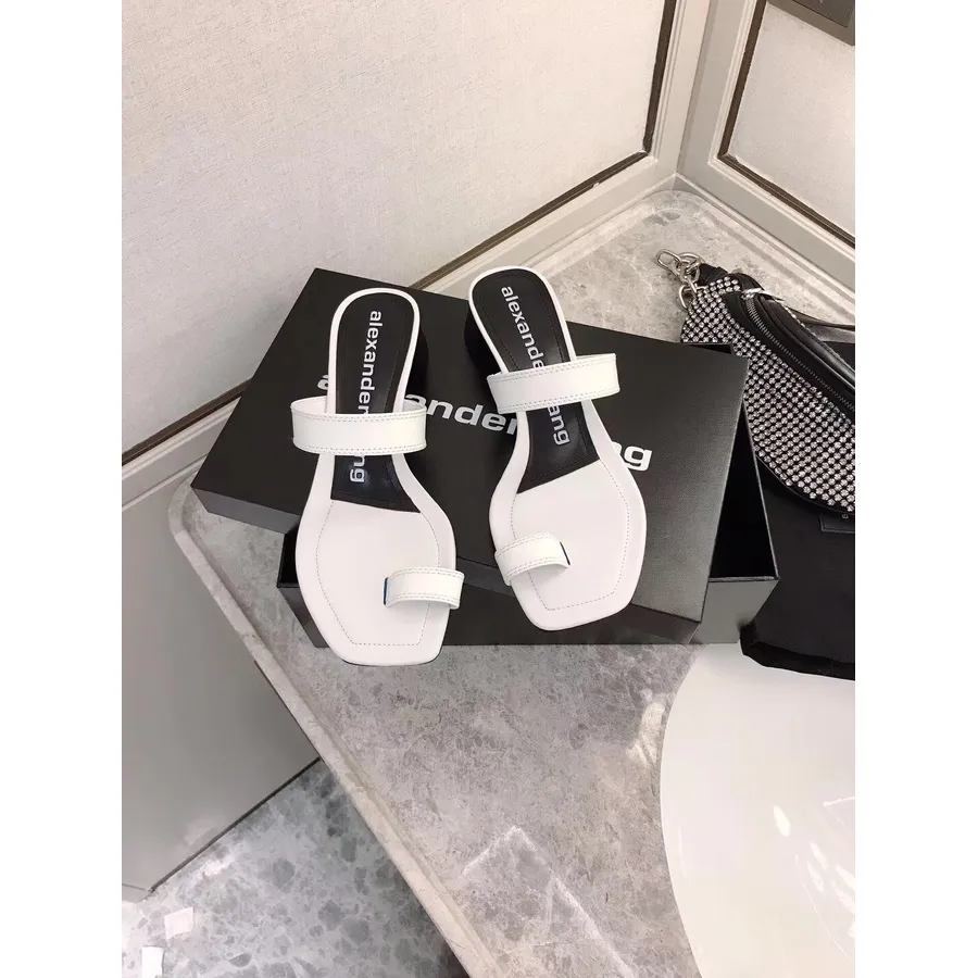 Alexander Wang Hayden Sandalet 4.5cm Dana Derisi Ilkbahar/yaz 2020 Koleksiyonu, Beyaz