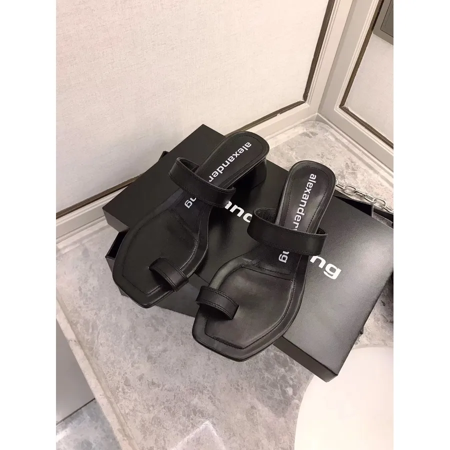 Alexander Wang Hayden Sandalet 4.5cm Dana Derisi Ilkbahar/yaz 2020 Koleksiyonu, Siyah