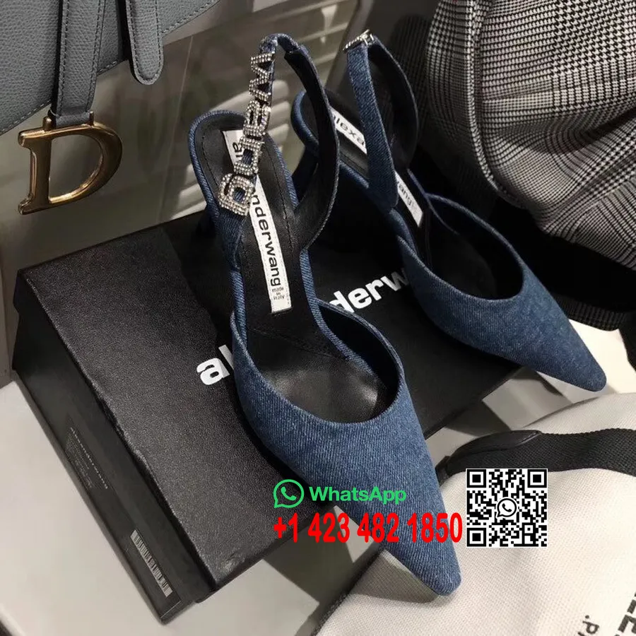 Pantofi Cu Logo împodobit Grace Alexander Wang 70 Mm Colecția Primăvară/vară 2020, Blugi Albaștri