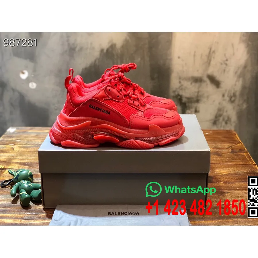 Balenciaga Triple S Clear  Sole Unisex Sneakers Fall/Winter 2022 Collection, Red