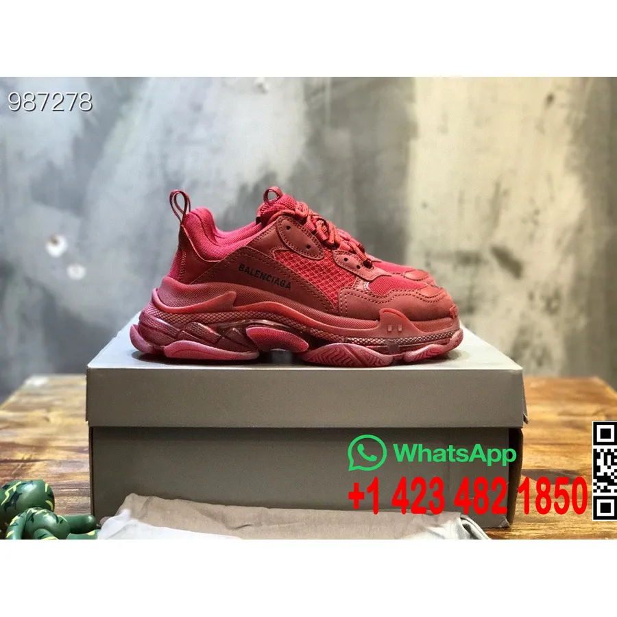 Balenciaga Triple S Prozoren Podplat Unisex Superge Kolekcija Jesen/zima 2022, Bordo