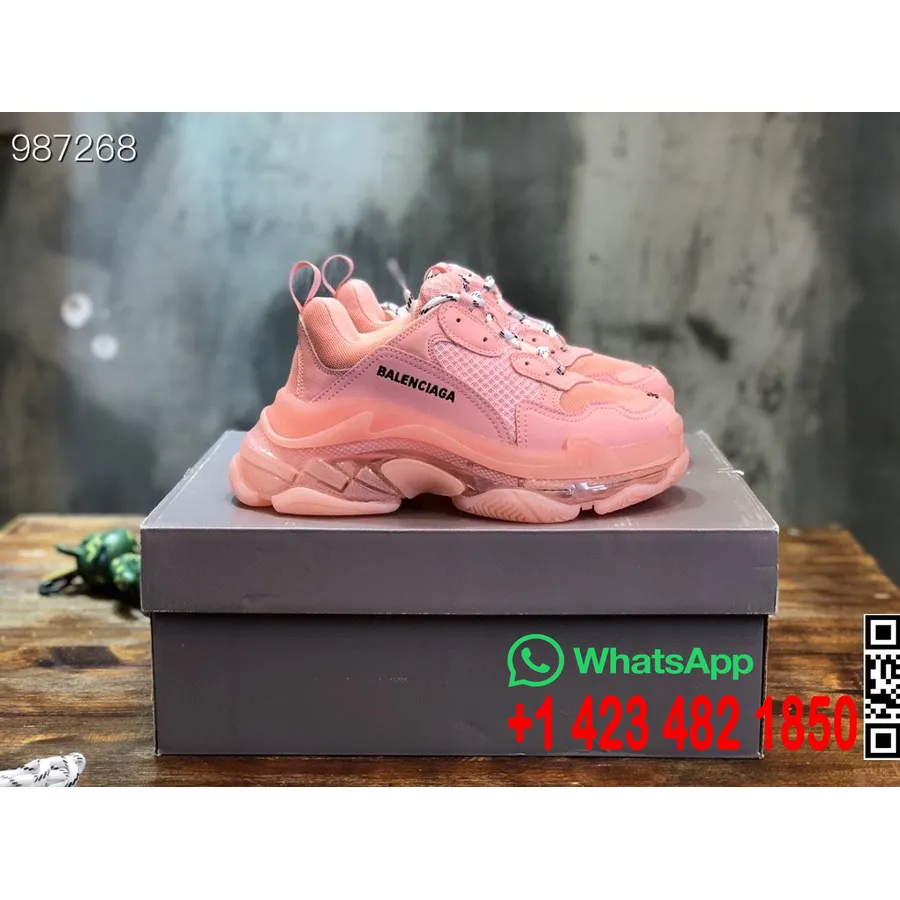 Balenciaga Triple S Clear Sole Tênis Unissex Coleção Outono/inverno 2022, Rosa