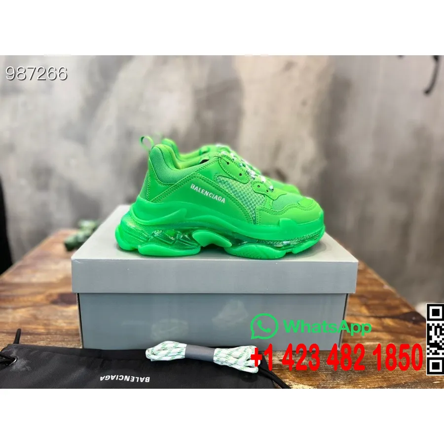 Adidași Balenciaga Triple S Cu Talpă Transparentă Unisex, Colecția Toamnă/iarnă 2022, Verde Lime