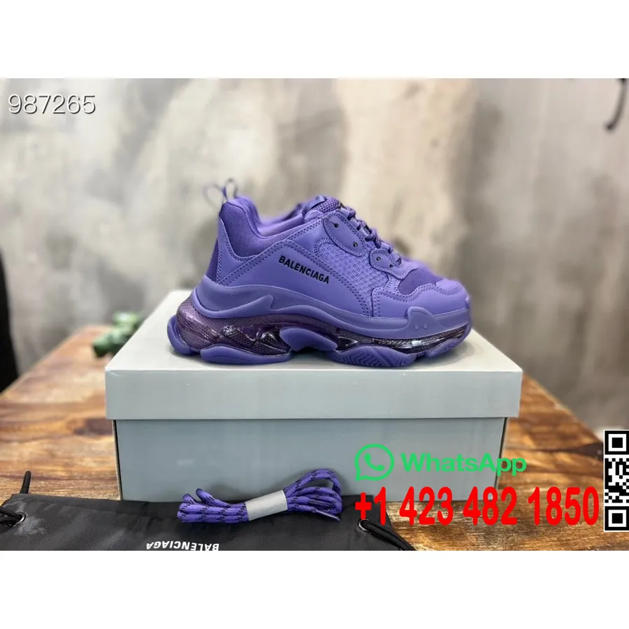 Balenciaga Triple S Clear Sole Unisex Sneakers Koleksi Musim Gugur/dingin 2022, Ungu