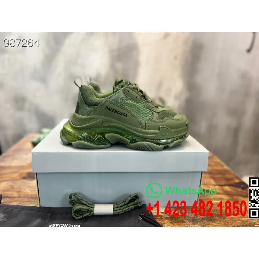 Balenciaga Triple S Clear Sole Unisex Superge Kolekcija Jesen/zima 2022, Vojaško Zelena