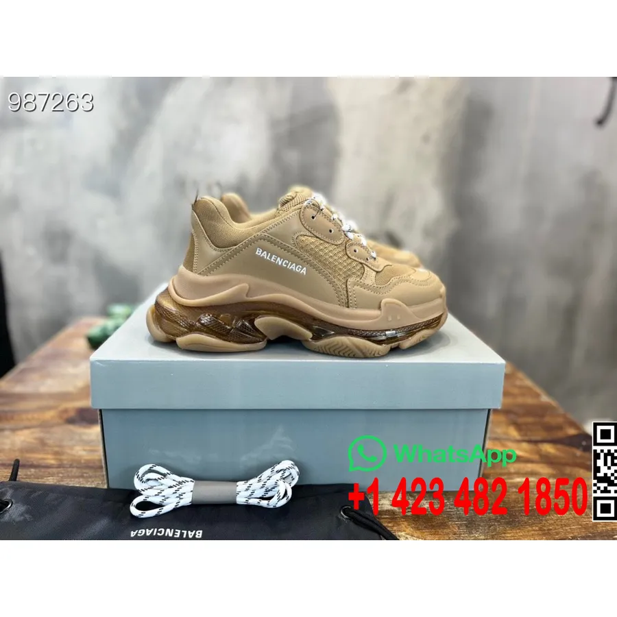 Balenciaga Triple S Clear Sole Unisex Sneakers Fall/Winter 2022 Collection, Brown