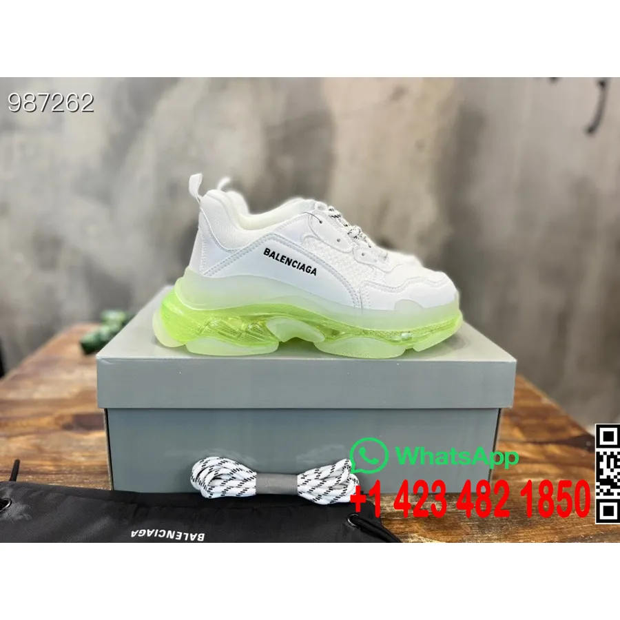 Balenciaga Triple S Clear Sole Unisex Tenisky Kolekcia Jeseň/zima 2022, Biela/zelená