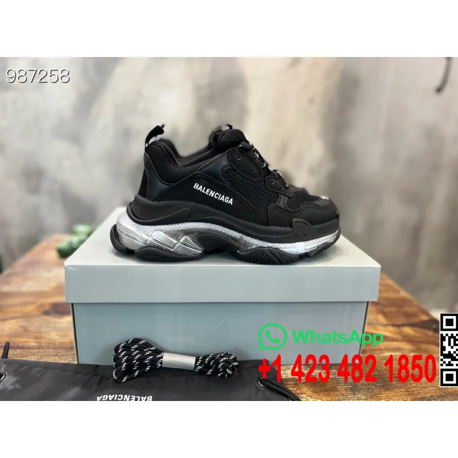 Balenciaga Triple S Clear Sole Unisexe Baskets Collection Automne/hiver 2022, Noir/argent