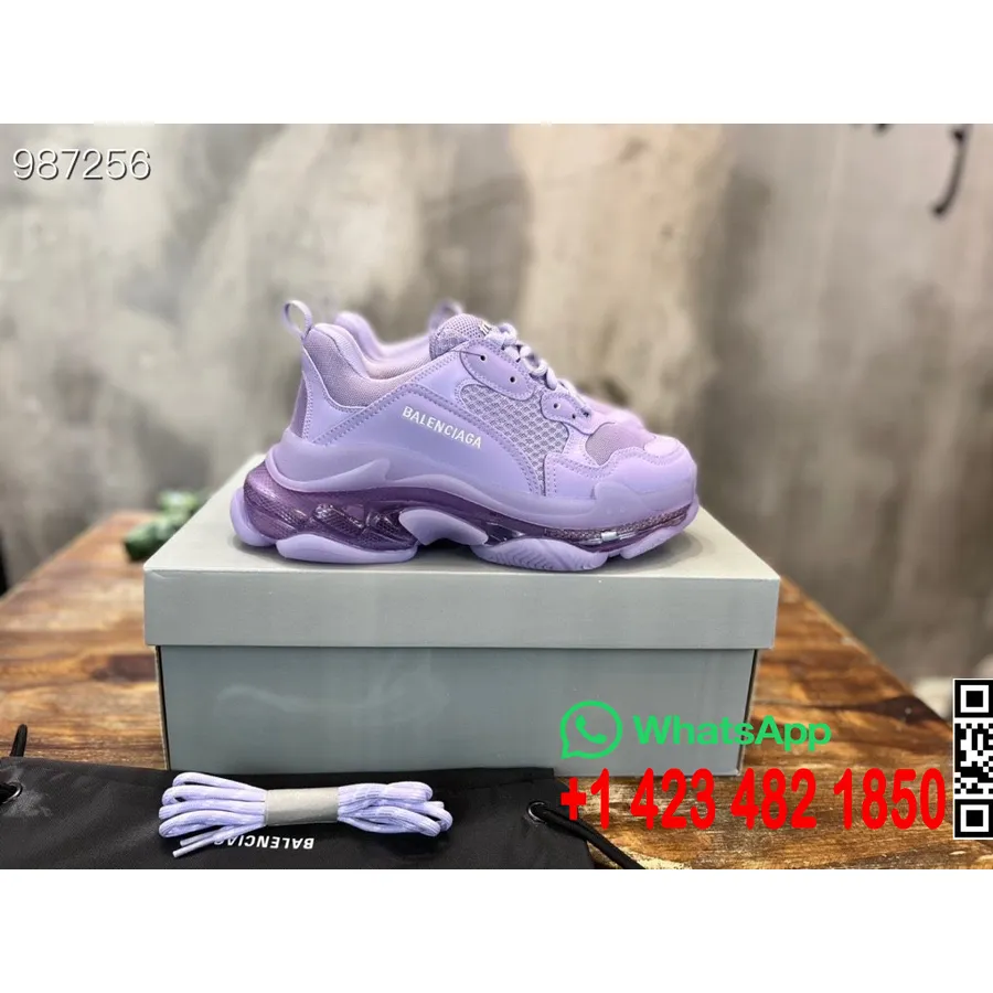 Balenciaga Triple S Clear Sole Tênis Unissex Coleção Outono/inverno 2022, Roxo