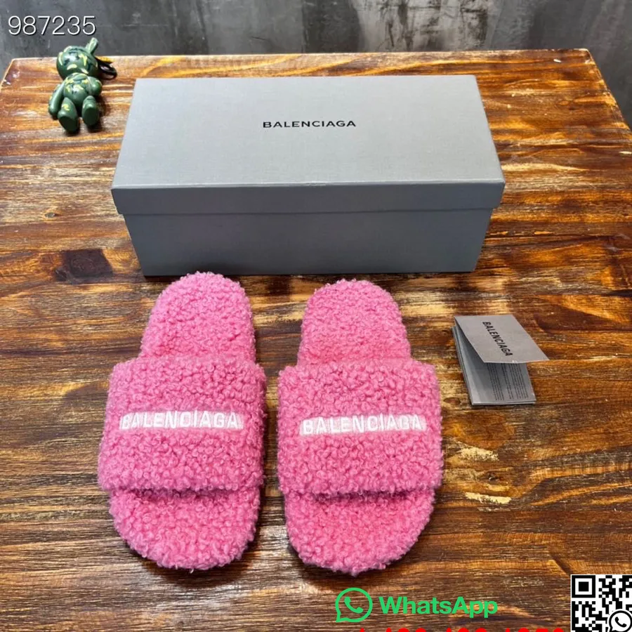 Balenciaga Logo Furry Slides Unisex Topánky Kolekcia Jeseň/zima 2022, Ružové