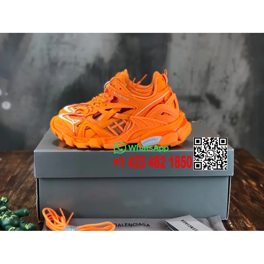 Balenciaga Baskets Track 2.0 En Cuir De Veau Collection Automne/hiver 2022, Orange Fluo