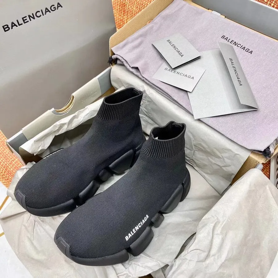 Balenciaga Speed 2.0 örgü çorap Spor Ayakkabı Ilk/yaz 2021 Koleksiyonu, Siyah