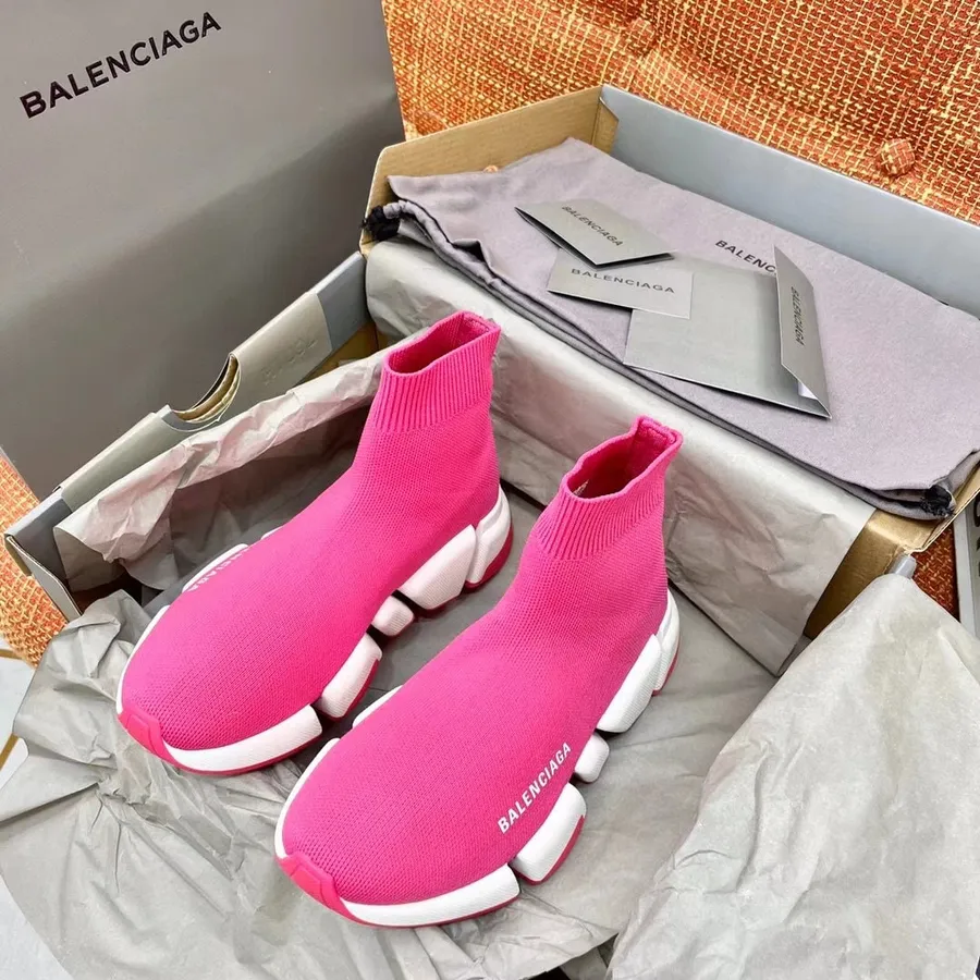 Balenciaga Speed 2.0 Strikket Sokk Joggesko Vår/sommer 2021 Kolleksjon, Hot Pink