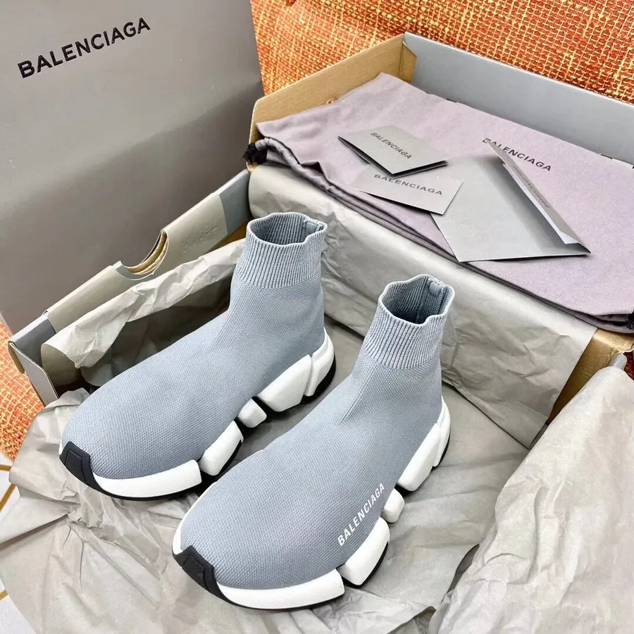 Balenciaga Speed 2.0 плетени кецове колекция пролет/лято 2021, сиво/бяло