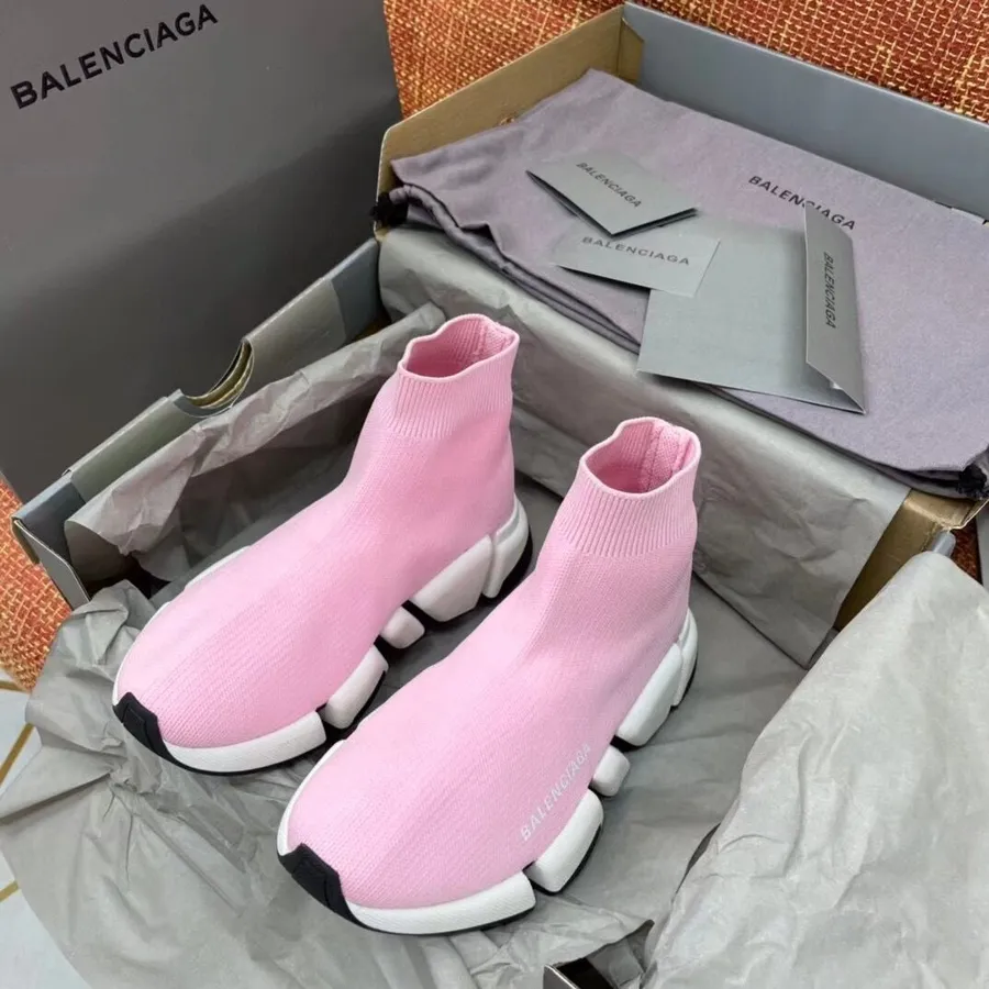 Balenciaga Speed 2.0 Kötött Zoknis Tornacipő 2021 Tavaszi/nyári Kollekció, Világos Rózsaszín