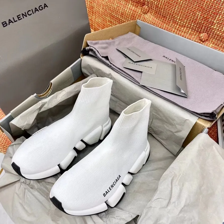 נעלי סניקרס גרביים בסריג Balenciaga Speed 2.0 אביב/קיץ 2021, לבן