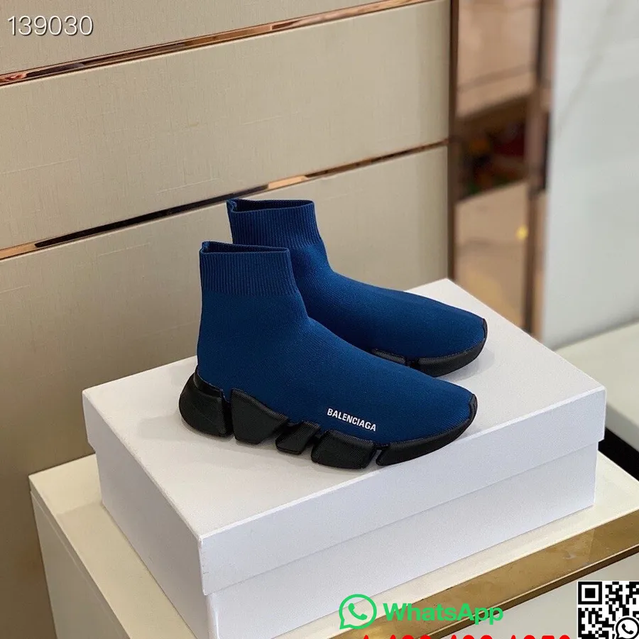 Balenciaga Speed 2.0 Knit Sock Tênis Coleção Outono/inverno 2020, Azul Marinho