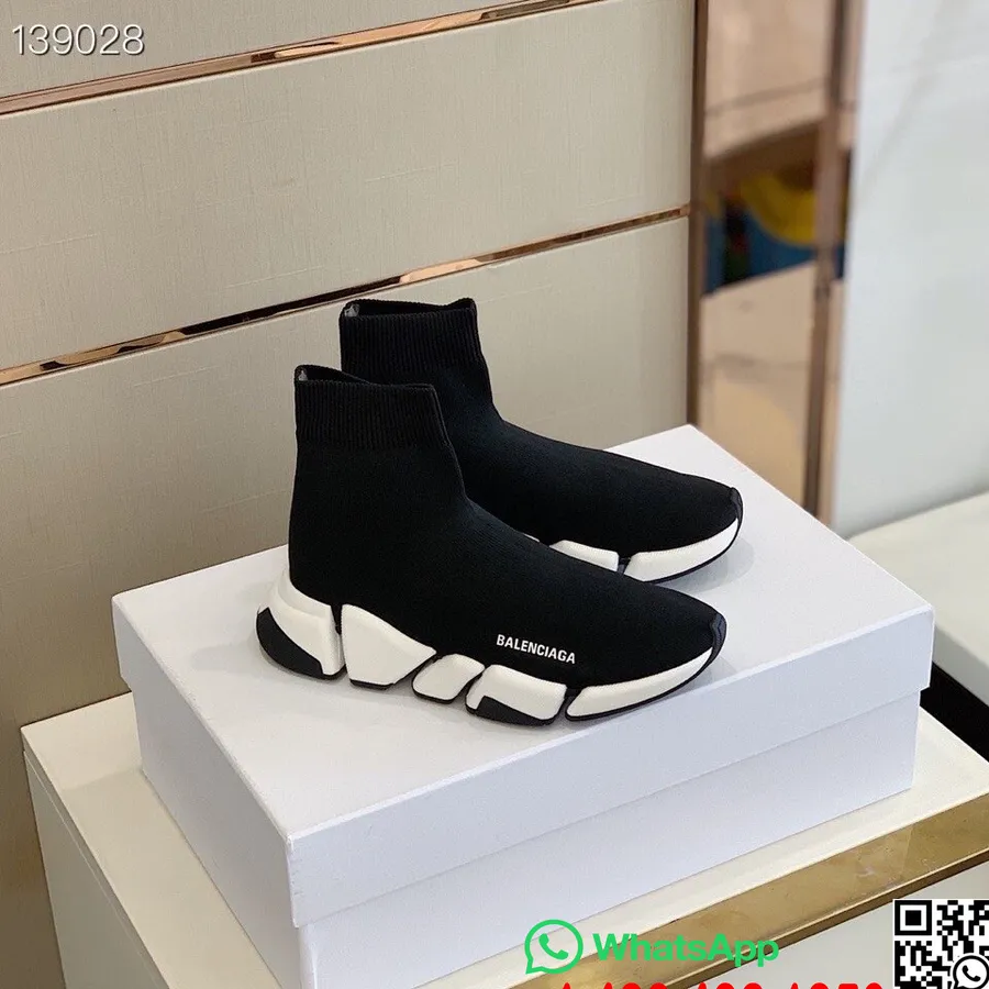 Balenciaga Speed 2.0 Knit Sock Tênis Coleção Outono/inverno 2020, Preto/branco