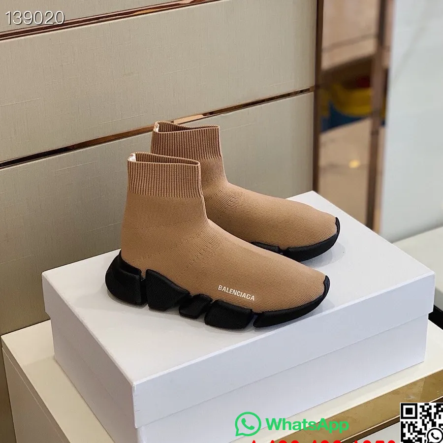 Balenciaga Speed 2.0 Striksneakers Efterår/vinter 2020 Kollektion, Tan/sort