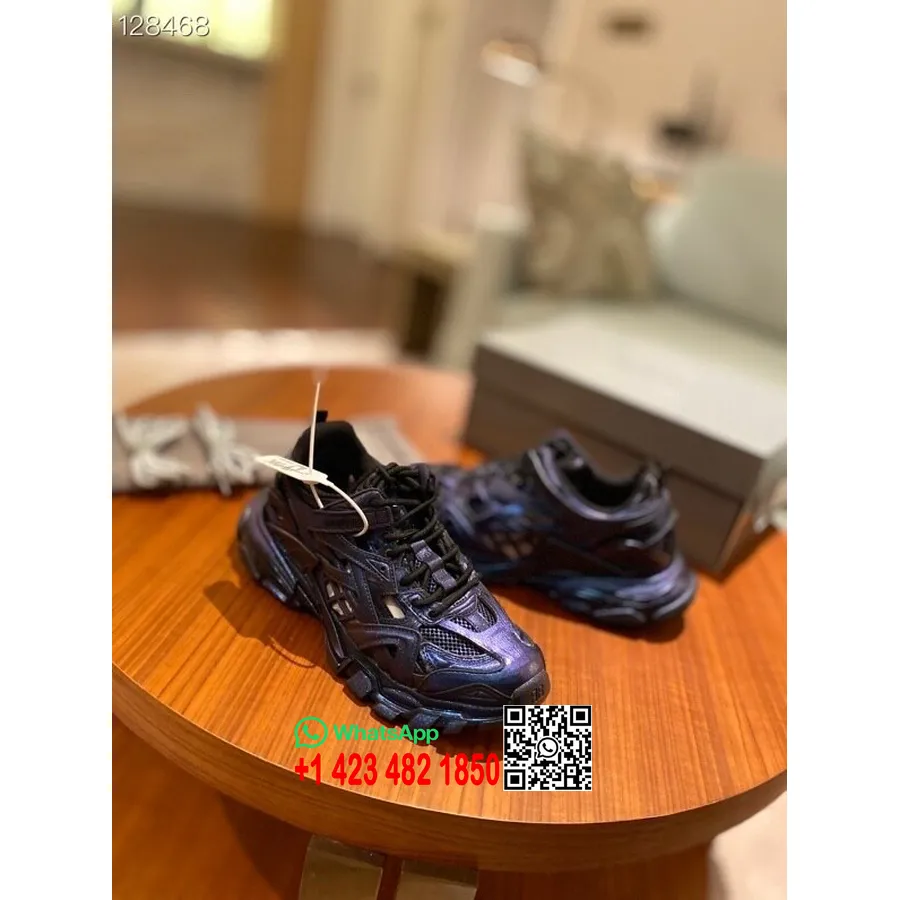 נעלי ספורט Balenciaga Track 2.0 עור עגל קולקציית סתיו/חורף 2020, סגול כהה/שחור מטאלי