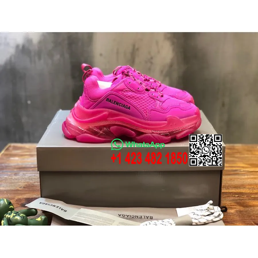 Balenciaga Triple S Tênis Couro De Bezerro Coleção Primavera/verão 2020, Rosa Choque