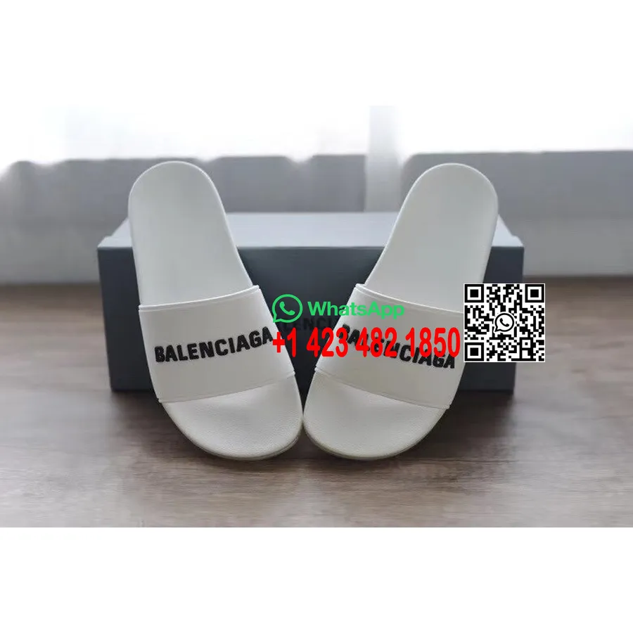 Balenciaga Pool Slides Herre/dame Forår/sommer 2020 Kollektion, Hvid/sort