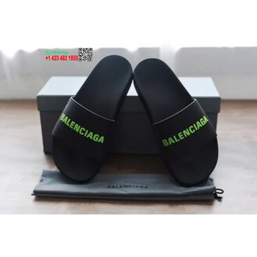 Balenciaga Pool Slides Mens/Womens Spring/Summer 2020 Collection, Black/Green