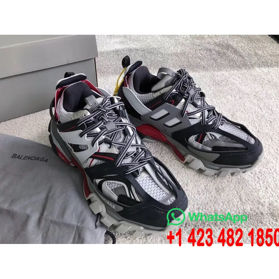 Balenciaga Track 2 Sneakers δέρμα μοσχαριού συλλογή άνοιξη/καλοκαίρι 2019, λευκό/μαύρο/κόκκινο