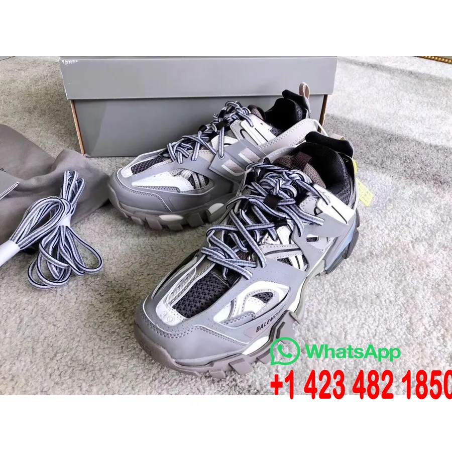 Balenciaga Track 2 Sneakers δέρμα μοσχαριού συλλογή άνοιξη/καλοκαίρι 2019, γκρι/λευκό