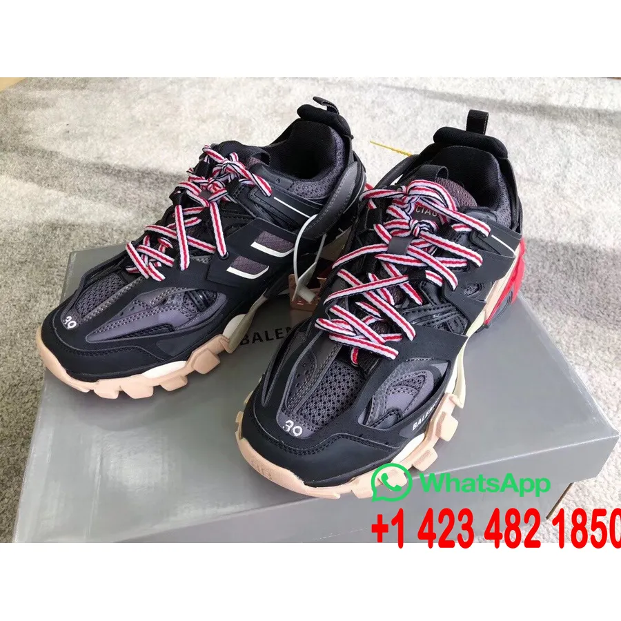 Balenciaga Track 2 Sneakers δέρμα μοσχαριού συλλογή άνοιξη/καλοκαίρι 2019, μαύρο/κόκκινο