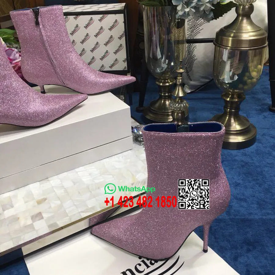 Balenciaga Faca Glitter Botins Couro De Bezerro Coleção Outono/inverno 2018, Lavanda