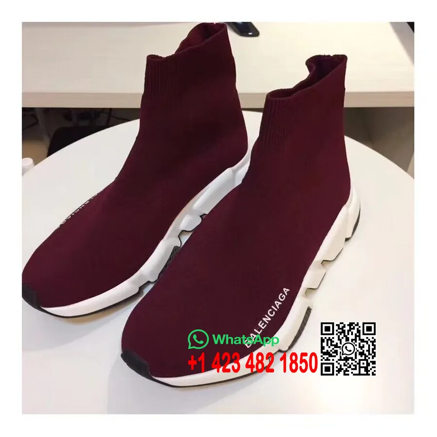 Speed Knit Training Sock High Top Sneakers Spring Summer 2018 Collection, Burgundy