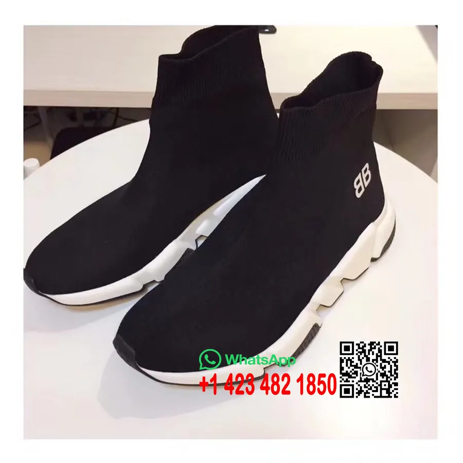 Soseta De Antrenament Speed Knit Pantofi Sport Inalti Colectia Primavara Vara 2018, Negru/alb