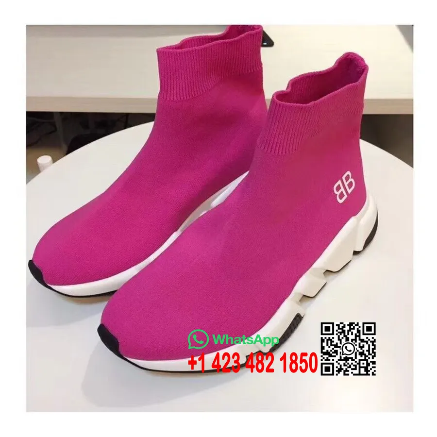 Speed Knit Training Sock High Top Sneakers Spring Summer 2018 Collection, Fuchsia/White