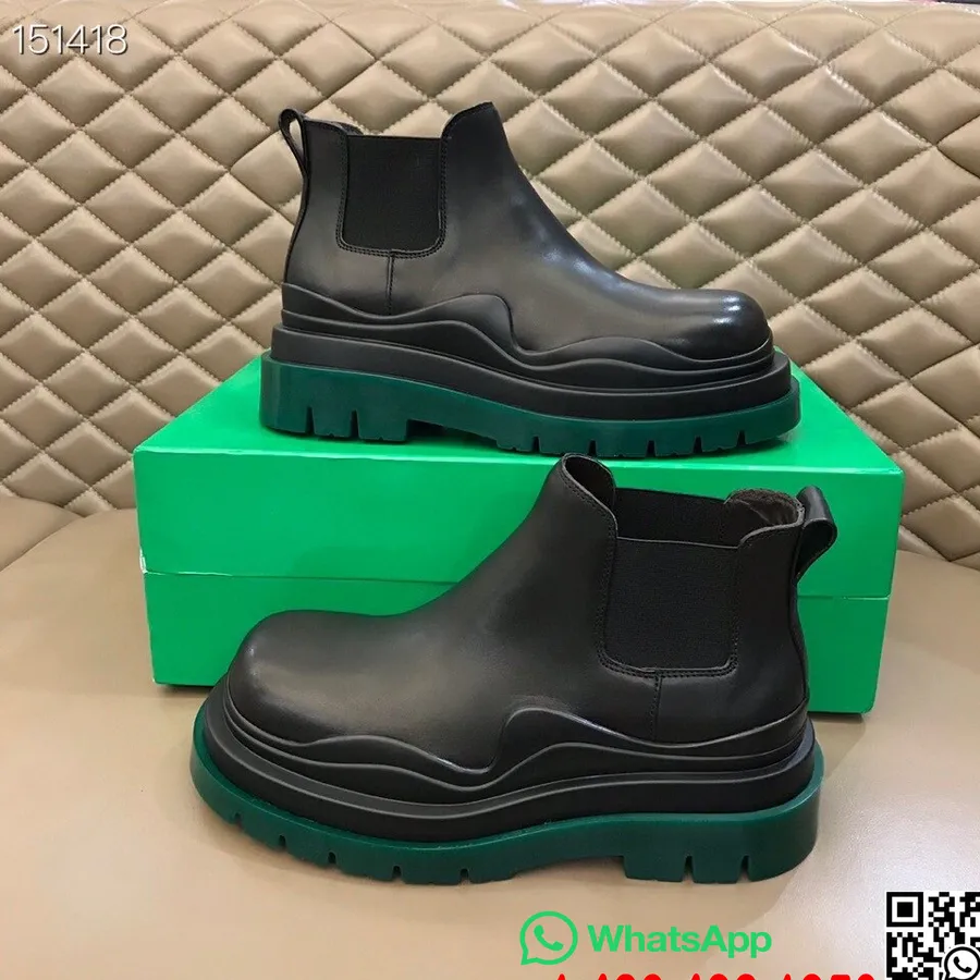 Bottega Veneta Botas Masculinas De Pneus Coleção Outono/inverno 2020, Preto/verde