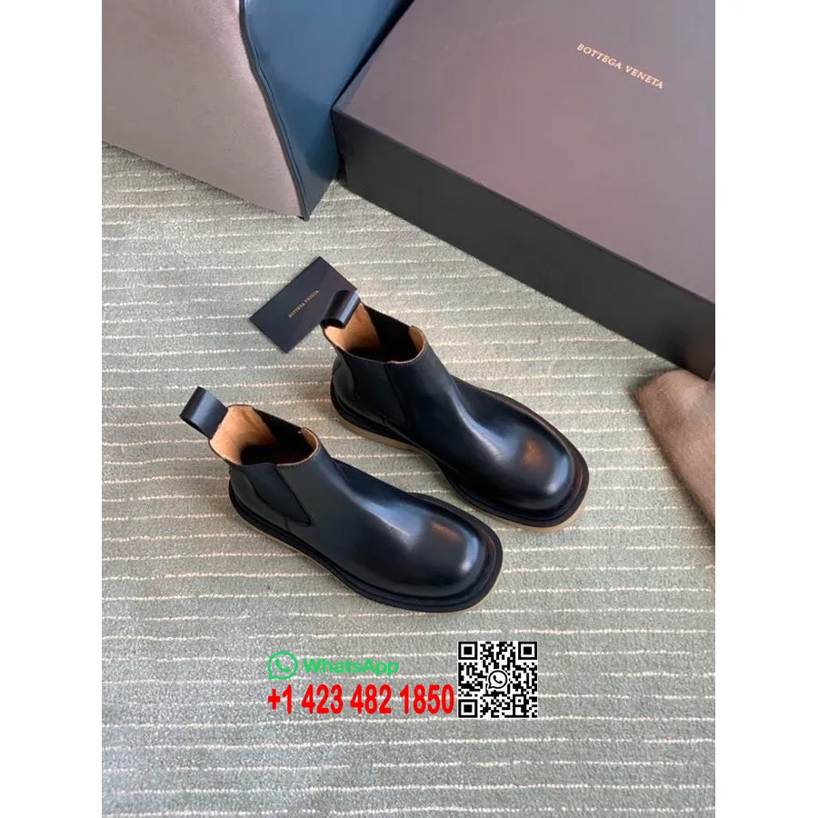 Bottega Veneta Mid Calf Booties Calfskin Leather Koleksi Musim Gugur/dingin 2020, Hitam